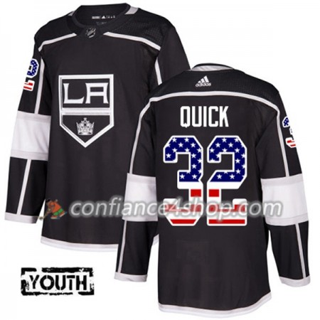 Adidas Maillot de Hockey Los Angeles Kings Jonathan Quick 32 2017-2018 Noir USA Flag Fashion Authentic - Homme